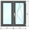 Антрацит,Окно ПВХ 1200*1400, поворотно-откидное, двухстворчатое, двухкамерный стеклопакет - Наши окна - магазин готовых пластиковых окон и дверей