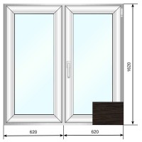 Окно Rehau ПВХ двухстворчатое створка п/о двухкамерное EXPROF Siberika1240*1620, гр.1 Морёный дуб. Ручка коричневая. Ф-ра Roto NT. - Наши окна - магазин готовых пластиковых окон и дверей