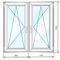 Окно ПВХ 1740*1700,RotoNX, Rehau Grazio (створка+створка) - Наши окна - магазин готовых пластиковых окон и дверей