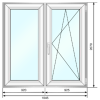 Окно ПВХ 1845*2070 мм, двустворчатое, двухкамерный стеклопакет - Наши окна - магазин готовых пластиковых окон и дверей