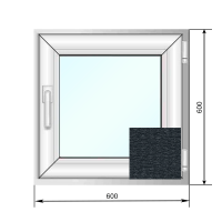 Окно ПВХ 600*600, поворотно-откидное, двухкамерный стеклопакет, ламинация "Антрацит" - Наши окна - магазин готовых пластиковых окон и дверей