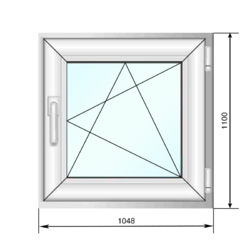 Окно ПВХ 1048*1100, пов.-откид, двухкамерное - Наши окна - магазин готовых пластиковых окон и дверей