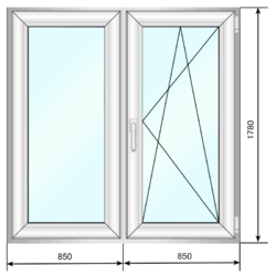 Окно ПВХ 1700*1780,  п/о RotoNX, Grazio, стеклопакет двухкамерный - Наши окна - магазин готовых пластиковых окон и дверей