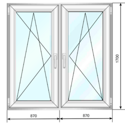 Окно ПВХ 1740*1700,RotoNX, Rehau Grazio (створка+створка) - Наши окна - магазин готовых пластиковых окон и дверей