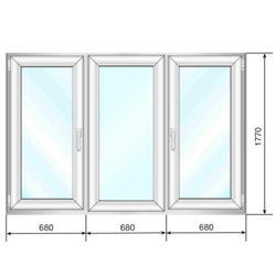 Окно ПВХ 2040*1770, трехстворчатое (по/гл/по), стеклопакет двухкамерный - Наши окна - магазин готовых пластиковых окон и дверей