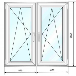Окно ПВХ 1740*1700,RotoNX, Rehau Grazio (створка створка) - Наши окна - магазин готовых пластиковых окон и дверей