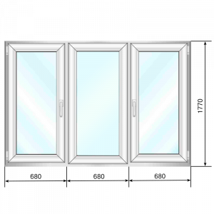 Окно ПВХ 2040*1770, трехстворчатое (по/гл/по), стеклопакет двухкамерный - Наши окна - магазин готовых пластиковых окон и дверей
