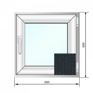 Окно ПВХ 600*600, поворотно-откидное, двухкамерный стеклопакет, ламинация "Антрацит" - Наши окна - магазин готовых пластиковых окон и дверей