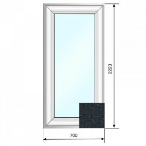 Окно ПВХ 700*2220, глухое, двухкамерный стеклопакет, Антрацид - Наши окна - магазин готовых пластиковых окон и дверей