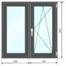 Антрацит,Окно ПВХ 1200*1400, поворотно-откидное, двухстворчатое, двухкамерный стеклопакет - Наши окна - магазин готовых пластиковых окон и дверей