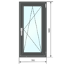 Антрацит,Окно ПВХ 700*1400, поворотно-откидное, одностворчатое, двухкамерный стеклопакет - Наши окна - магазин готовых пластиковых окон и дверей